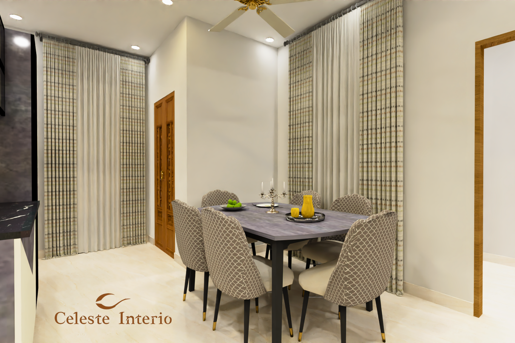 Luxury dining room design in Bangalore by Celeste Interio | Premium Interior Designer in Bengaluru