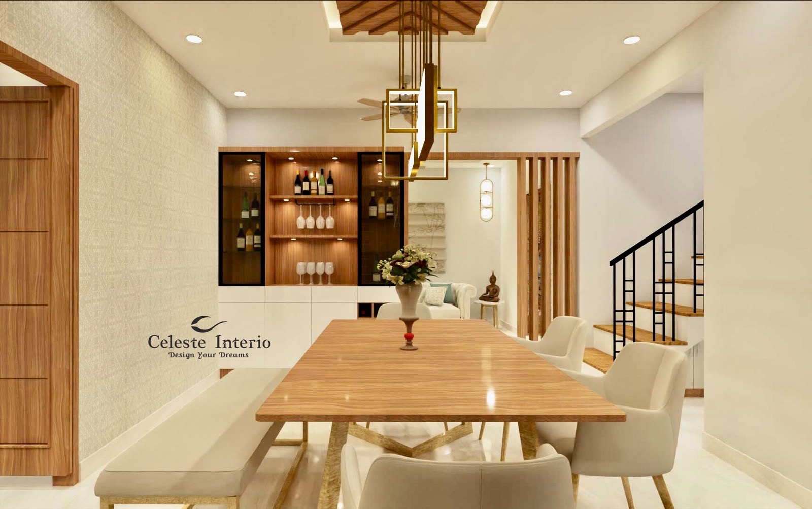 Premium crockery unit design for dining room interiors in Bengaluru