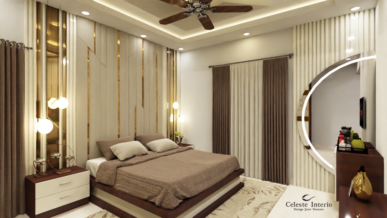 Luxury master bedroom design in Bangalore by Celeste Interio | Premium Interior Designer in Bengaluru