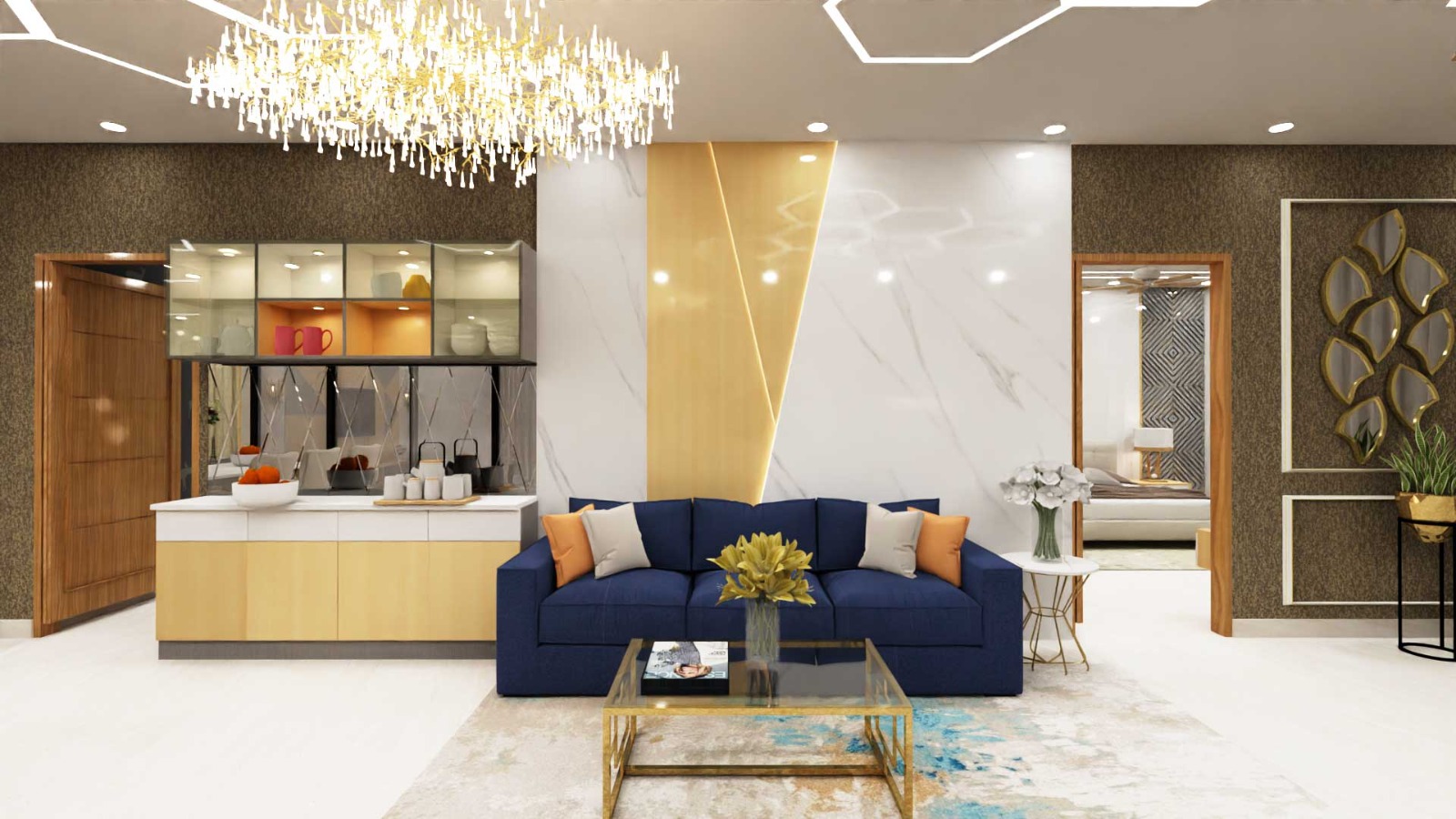 Luxury living room renovation in Bangalore by Celeste Interio | Premium Interior Designer in Bengaluru
